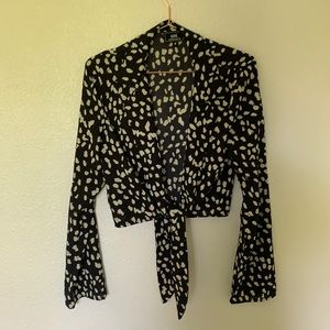 Have Boutique Animal Print Cropped Tie Blouse Size Medium